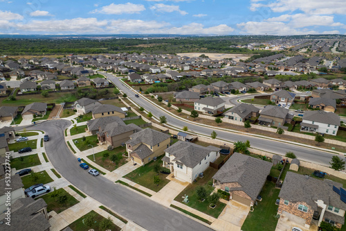 An aerial view of a neighborhood 