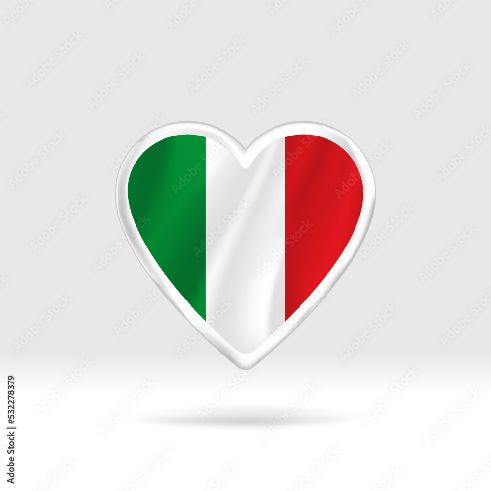 Heart from Italy flag. Silver button star and flag template. Easy editing and vector in groups. National flag vector illustration on white background. Heart from Italy flag. Silver button star and flag template. Easy editing and vector in groups. National flag vector illustration on white background.