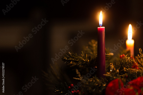 Two candles on an advent wreath