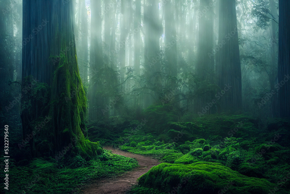 Fototapeta premium misty forest in the morning