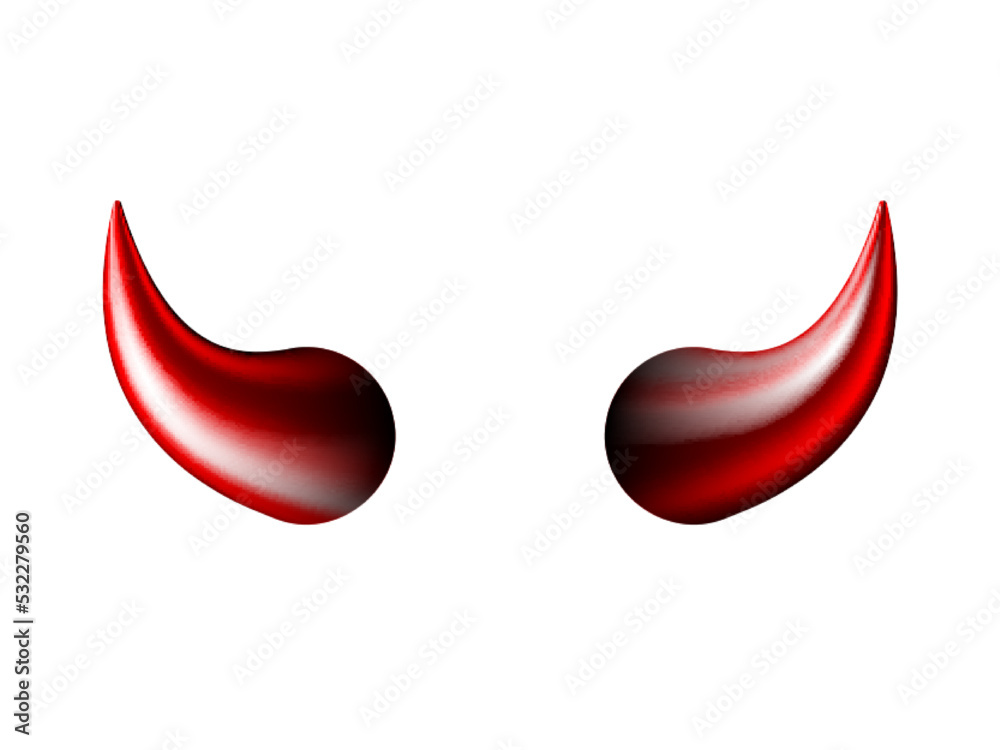 Realistic red and black Halloween Devil Horns . Satan demon accessories