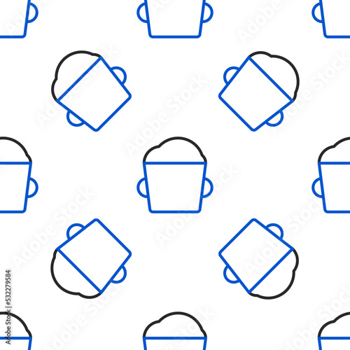 Line Bakery bowl dough icon isolated seamless pattern on white background. Colorful outline concept. Vector