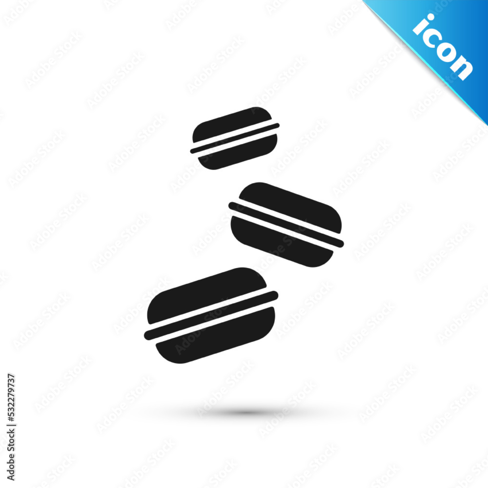 Grey Macaron cookie icon isolated on white background. Macaroon sweet bakery. Vector Grey Macaron cookie icon isolated on white background. Macaroon sweet bakery. Vector