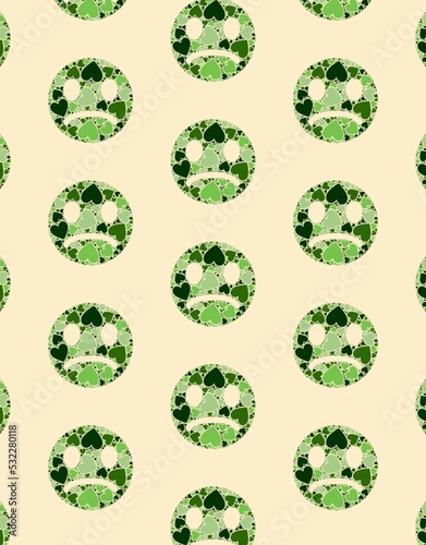 Worried face emoji design made of green hearts. Print on yellow background digital image, For Special day offers, giftware, tshirt, pattern. 