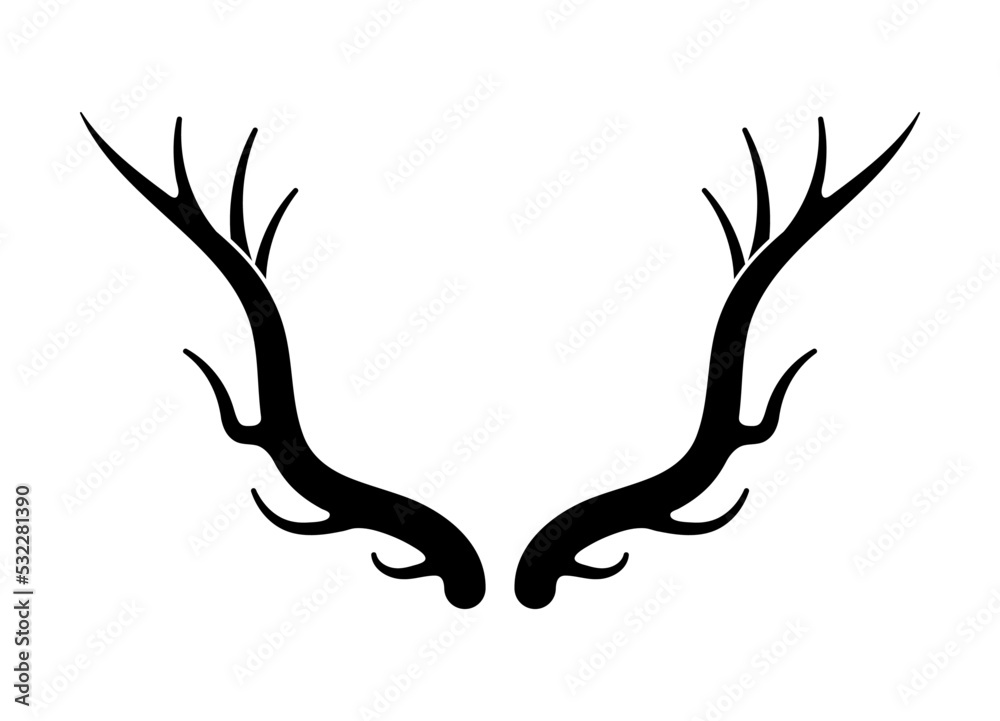 Deer antlers vector s. Hand drawn silhouettes of hunting trophies.Silhouette of the horns Deer antlers vector s. Hand drawn silhouettes of hunting trophies.Silhouette of the horns
