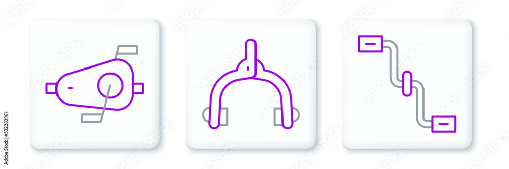 Set line Bicycle pedals, and brake calipers icon. Vector Set line Bicycle pedals, and brake calipers icon. Vector