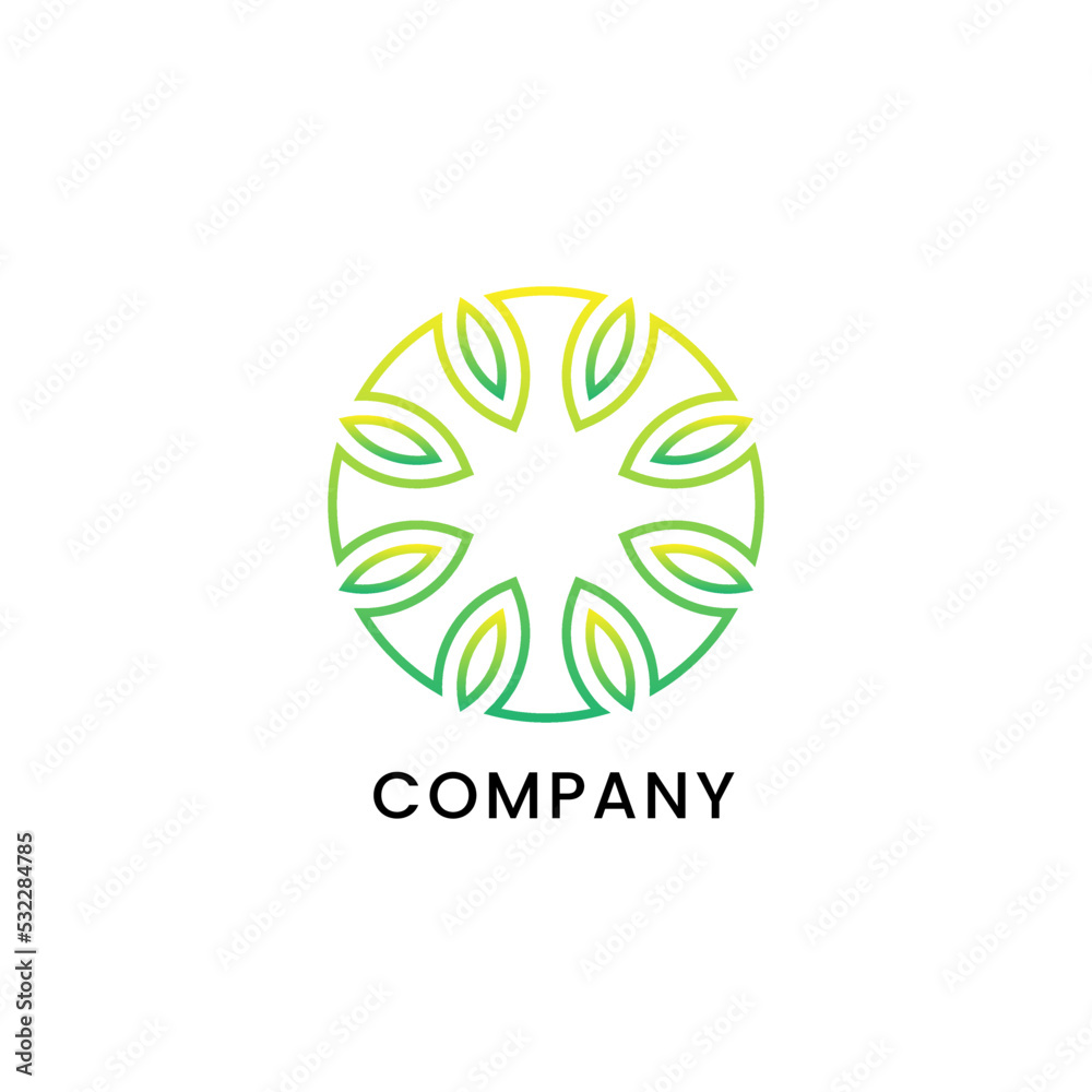 Naklejka premium very unique circular leaf logo
