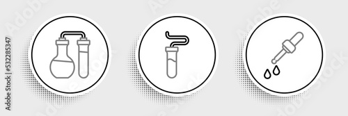Set line Pipette, Test tube and icon. Vector