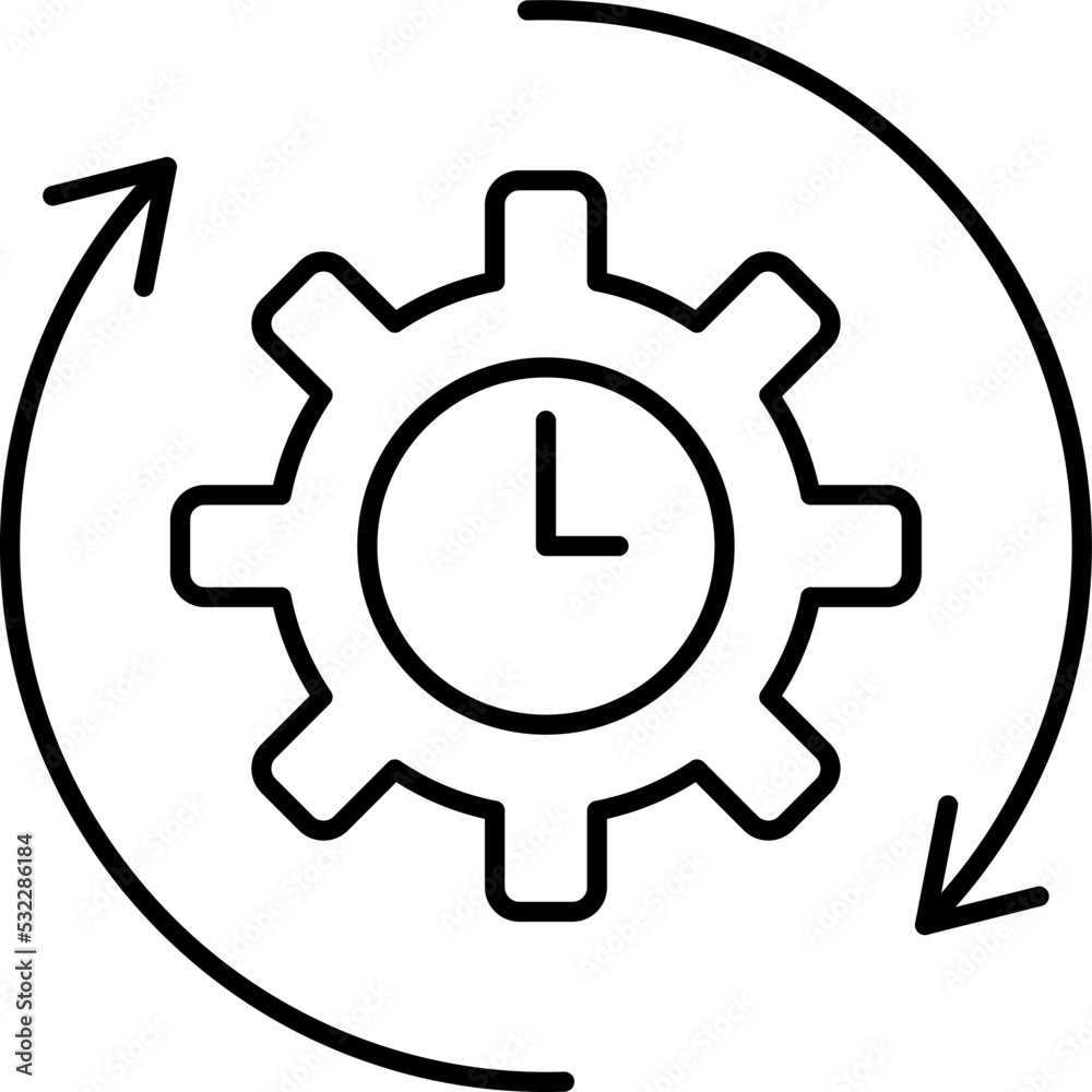Agile process line icon. Gear and arrow. Line vector illustration. Agile process line icon. Gear and arrow. Line vector illustration.
