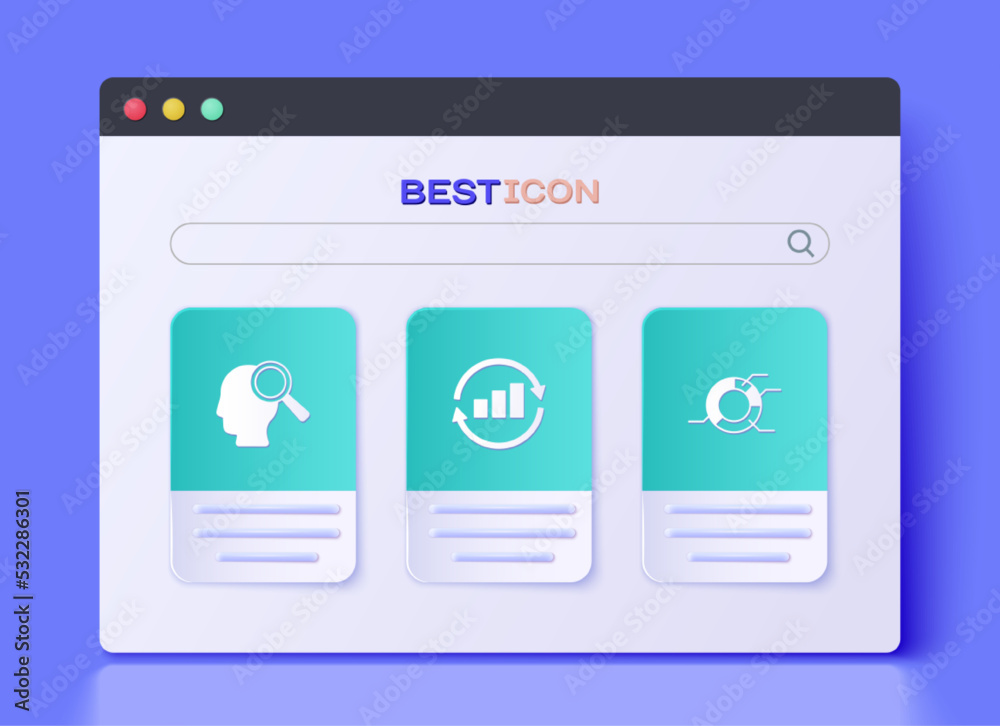 Set Graph chart infographic, Search people and Pie icon. Vector Set Graph chart infographic, Search people and Pie icon. Vector