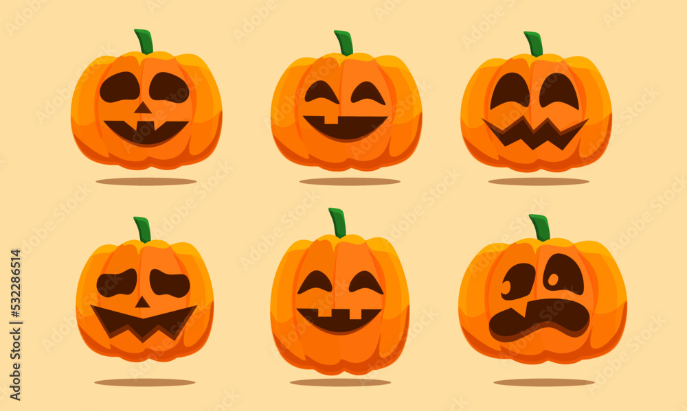 Vector Halloween Pumpkin Set. Vector illustration Vector Halloween Pumpkin Set. Vector illustration