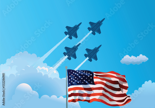 Eagle fighter jet plane taking off during exercise