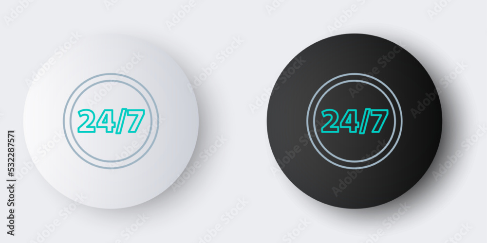 Line Clock 24 hours icon isolated on grey background. All day cyclic icon. 24 hours service symbol. Colorful outline concept. Vector Line Clock 24 hours icon isolated on grey background. All day cyclic icon. 24 hours service symbol. Colorful outline concept. Vector