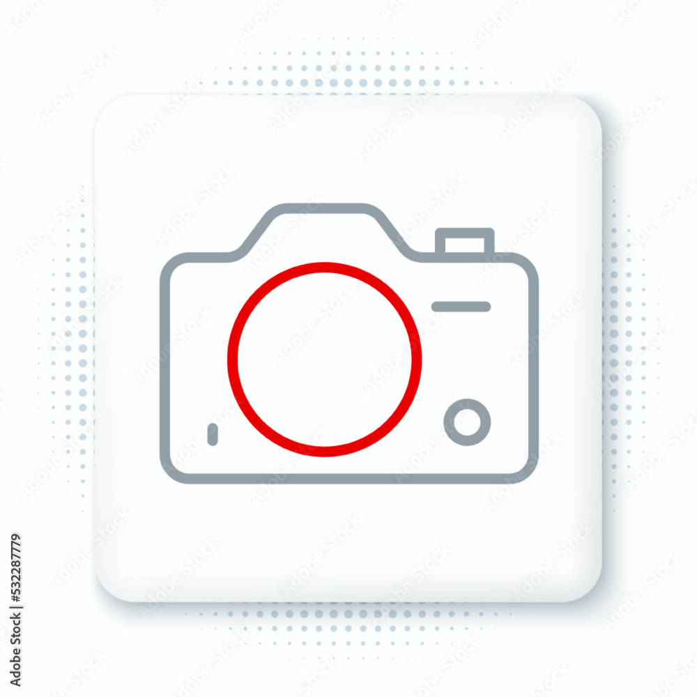 Line Photo camera icon isolated on white background. Foto camera. Digital photography. Colorful outline concept. Vector Line Photo camera icon isolated on white background. Foto camera. Digital photography. Colorful outline concept. Vector