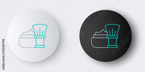 Line Shaving brush with foam icon isolated on grey background. Barbershop symbol. Colorful outline concept. Vector
