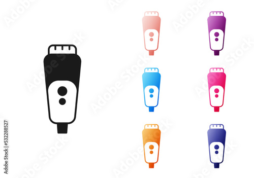 Black Electric razor blade for men icon isolated on white background. Electric shaver. Set icons colorful. Vector