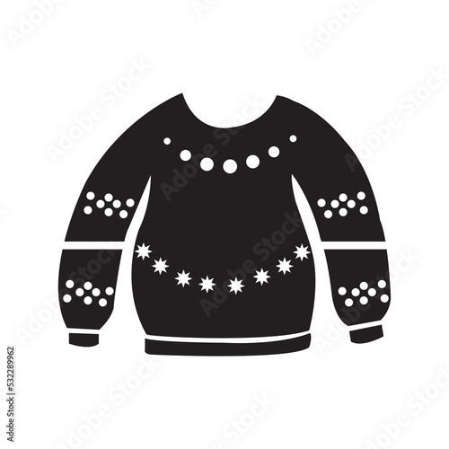 Christmas xmas sweater clothing icon | Black Vector illustration |