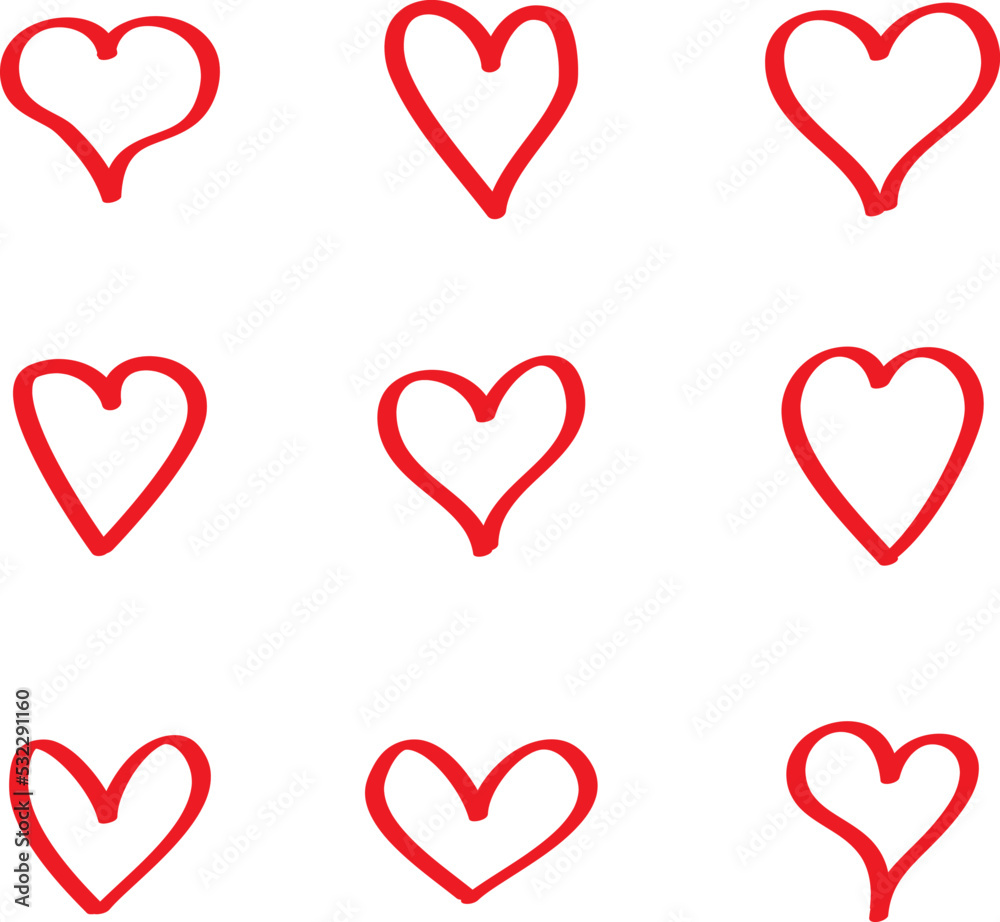 Red heart vector set. Love icons isolated on white background ...