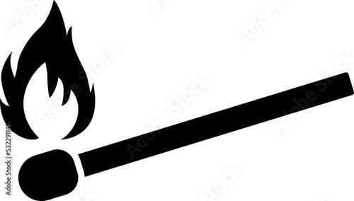 Burning match. vector Simple icon design illustration.