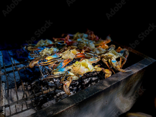 blue crab cooked on the grill