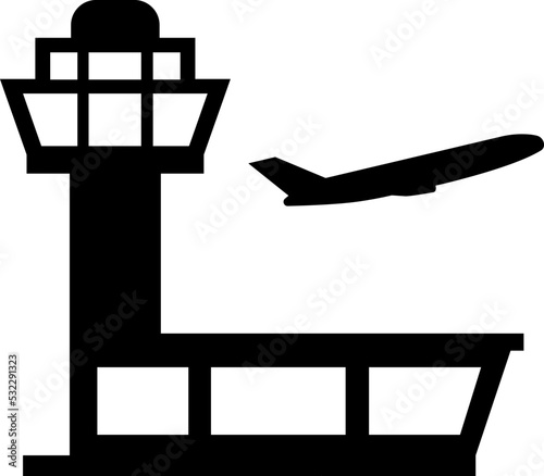 Control tower and terminal building airport, vector modern icon design illustration.