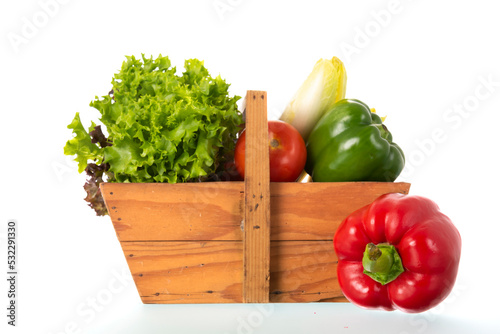 Harvest basket with fresh vegetables