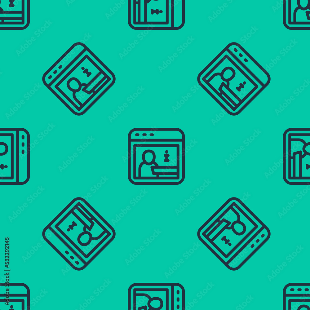 Blue line Information icon isolated seamless pattern on green background. Vector Blue line Information icon isolated seamless pattern on green background. Vector