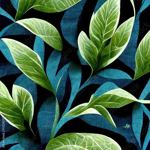 green and blue leaves illustration