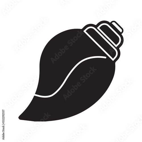 Conch shell marine shankh icon | Black Vector illustration |