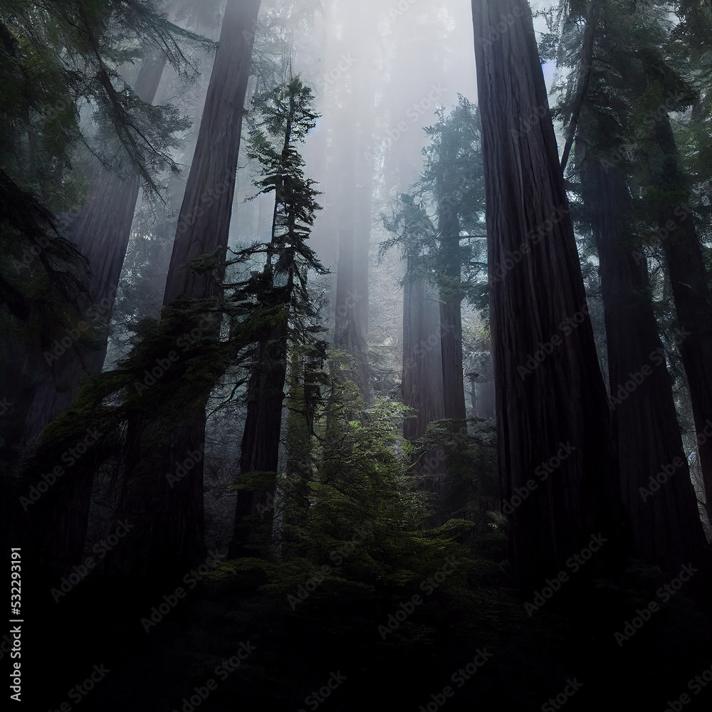 Fototapeta premium rays of light in the forest