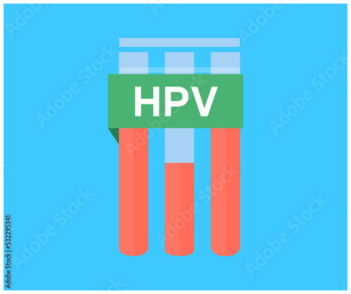 Human papillomavirus, HPV prevention  HPV vaccination for reduce virus infection risk or oncology logo design. Healthcare concept,  human papillomavirus, vaccine vial vector design and illustration.

