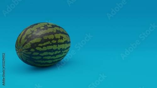 3d illustration  image of a melon  blue background  copy space  3d rendering.