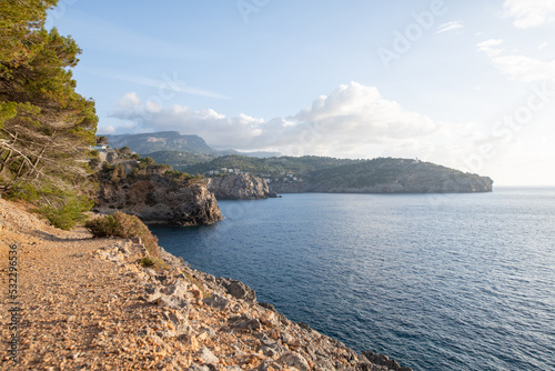 Pictures from the evening walk on the coast of Mallorca with a magnificent view over the Mediterranean Sea in the evening sun.
