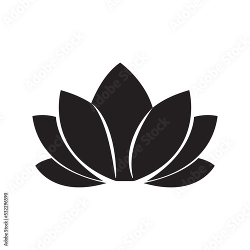 Buddhism holy lotus flower icon | Black Vector illustration |
