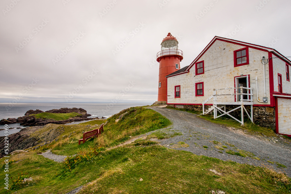 Red Ferryland Head Lighthouse, Ferryland, Newfoundland, Canada.