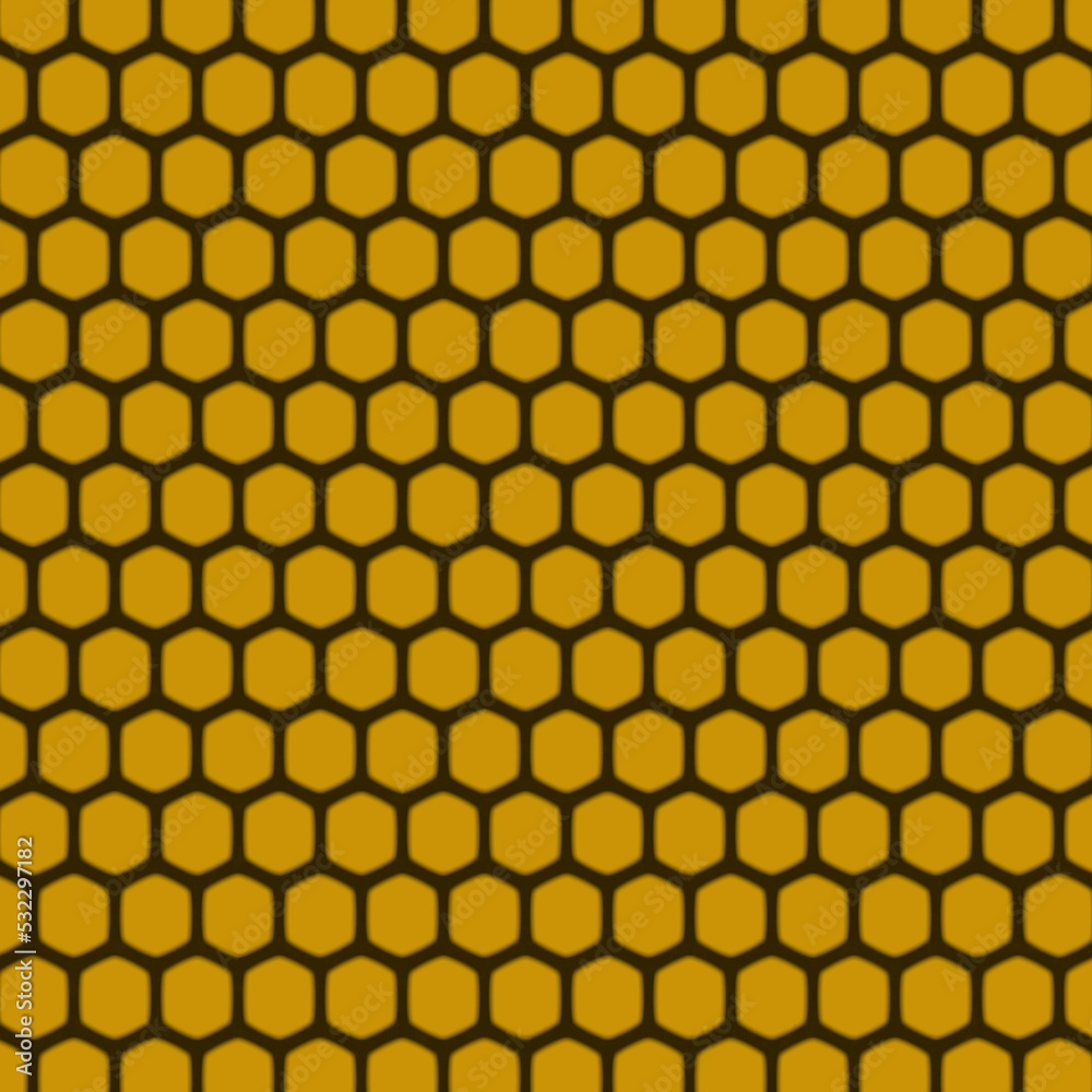Honeycomb grid texture and geometric hive hexagonal honeycombs 3d-rendering.