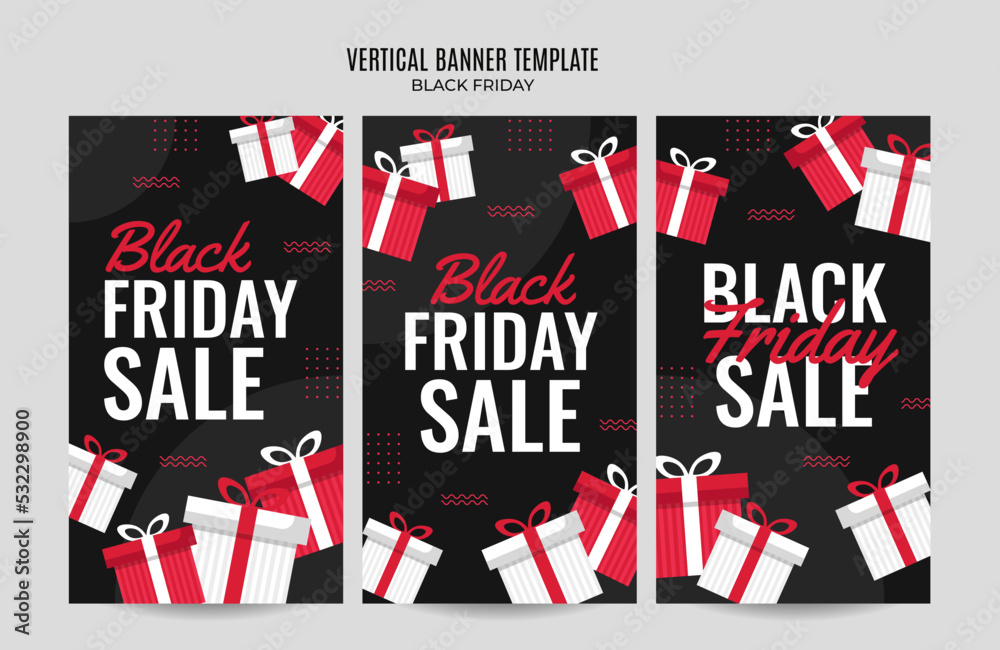 Fototapeta premium Black Friday sale banner. Social media vector illustration template for website and mobile website development, email and newsletter design, marketing material.