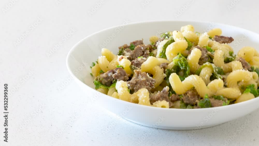 Lemon Sausage and Kale Cavatappi Pasta