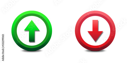Colorful web button with arrow up and down symbols. Flat vector illustration.