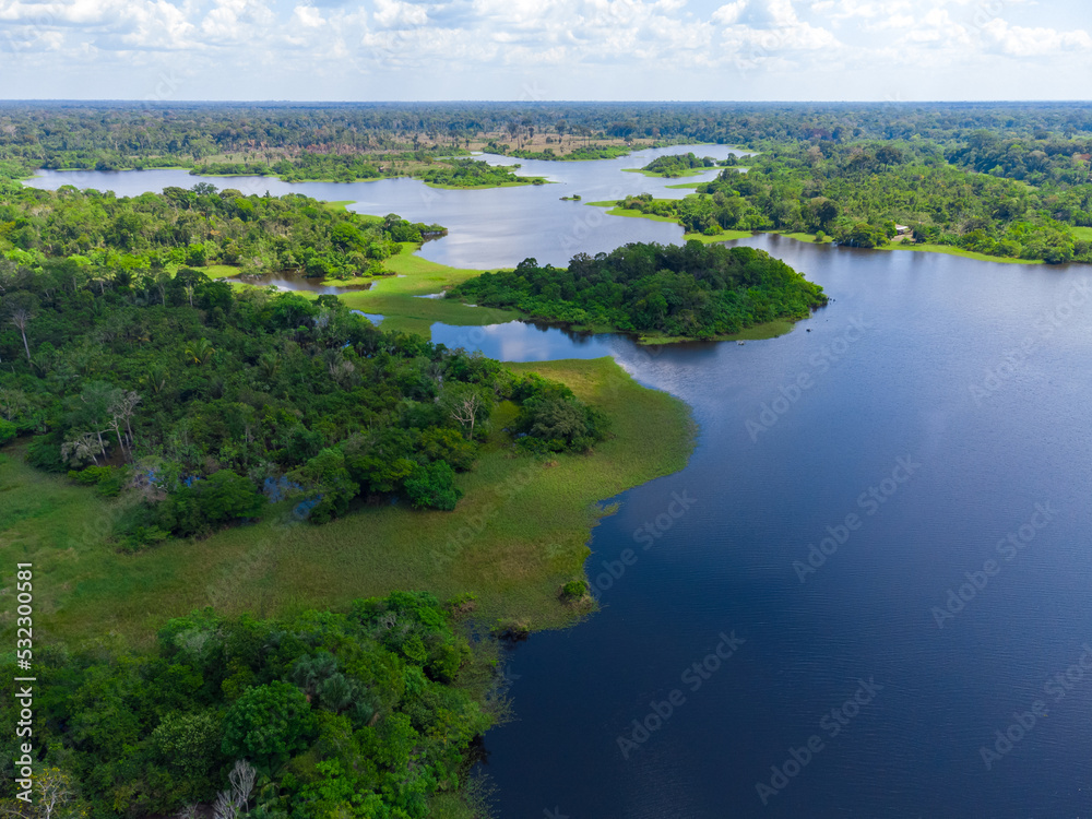 Aerial view of Igapó, the Amazon rainforest in Brazil, an incredible green landscape with lots of water and untouched nature Aerial view of Igapó, the Amazon rainforest in Brazil, an incredible green landscape with lots of water and untouched nature