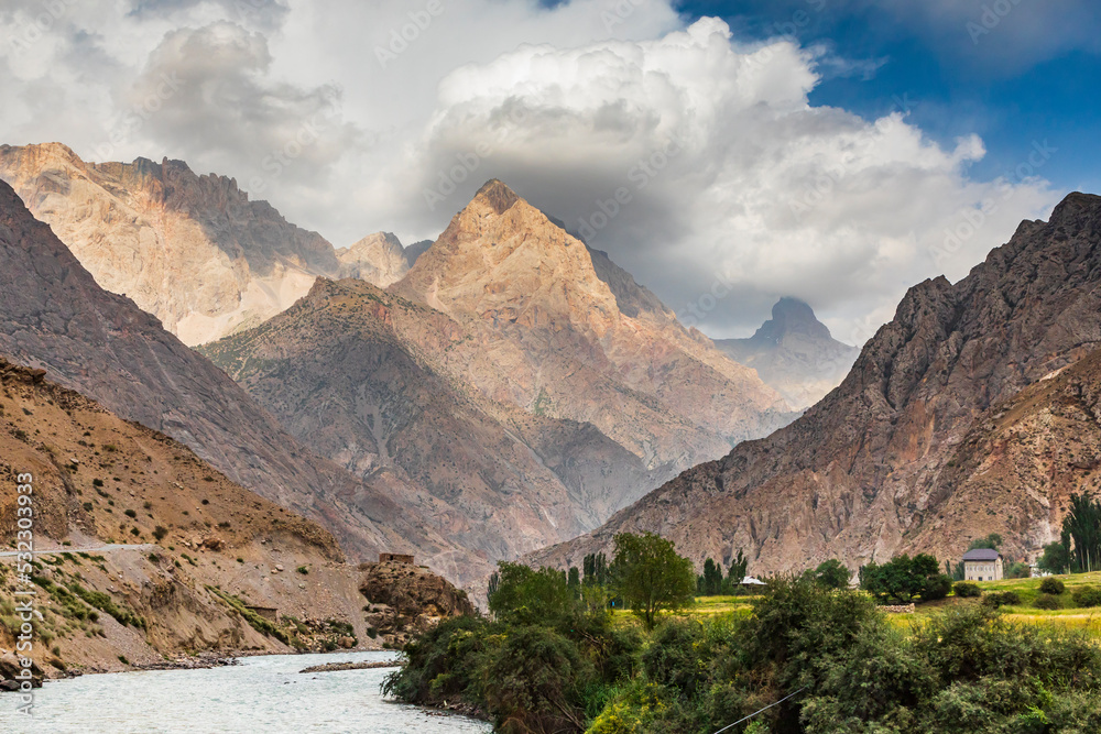 Anzob, Aughd Province, Tajikistan. Mountains above the Yaghnob River valley.