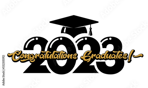 Lettering Class of 2023 for greeting, invitation card. Text for graduation design, congratulation event, T-shirt, party, high school or college graduate. Illustration, vector on transparent background
