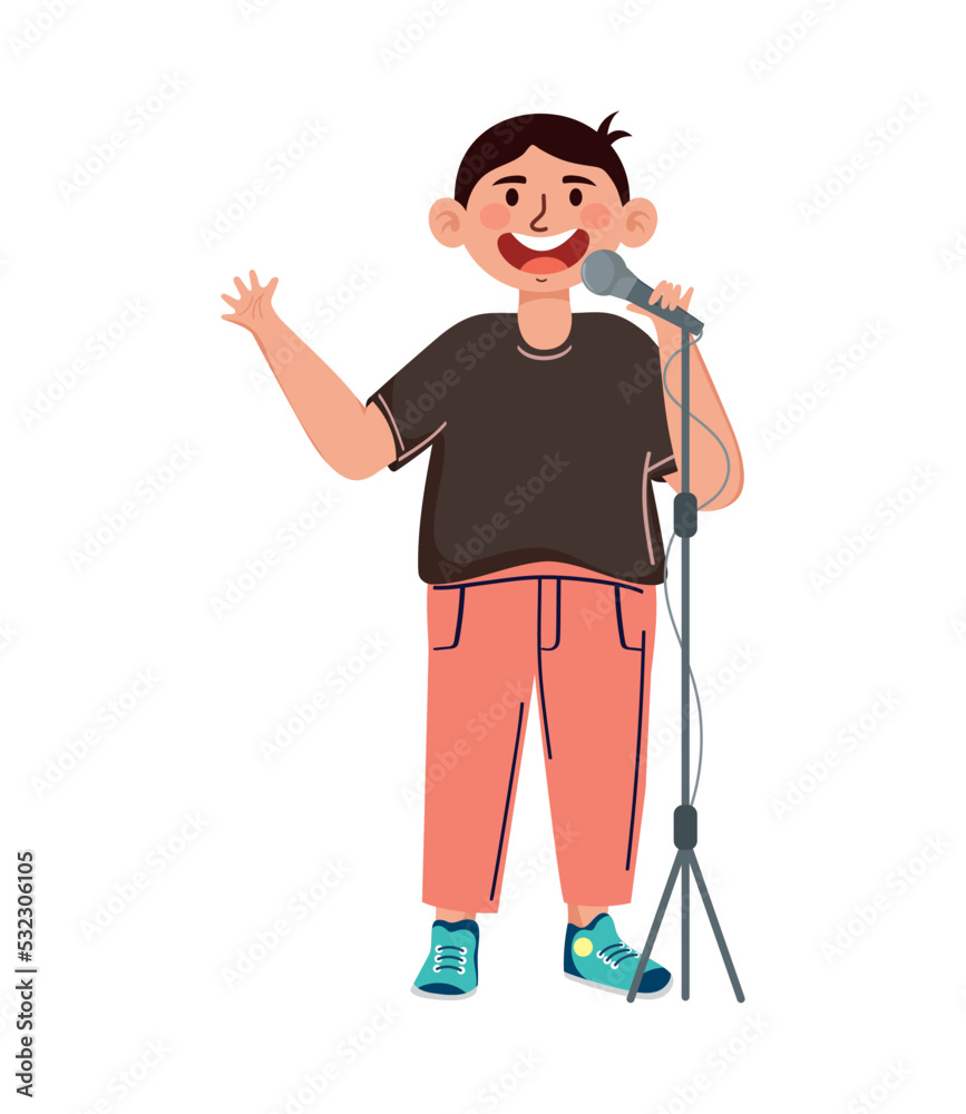boy singing with microphone