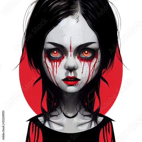 Portrait of an undead female zombie themed. Halloween.