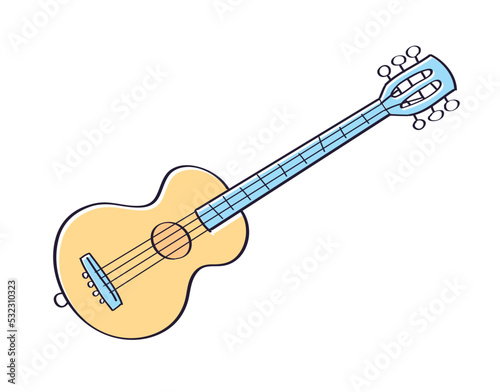 Classical acoustic guitar isolated vector illustration