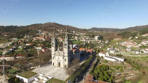 Aerial View Basilic and Village of São Torcato in Guimarães, Portugal photo