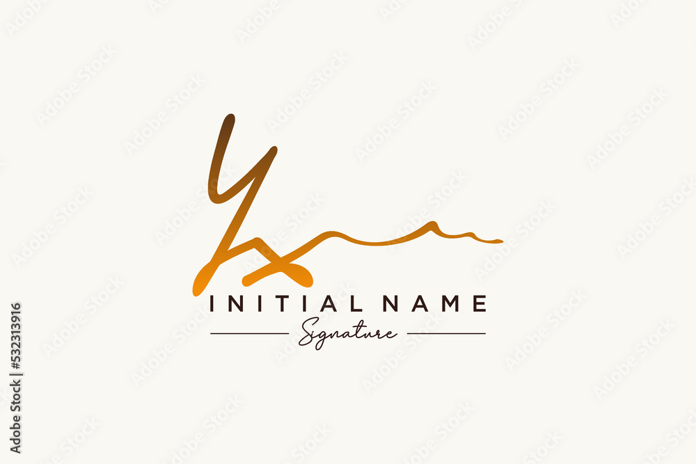 Initial YX signature logo template vector. Hand drawn Calligraphy lettering Vector illustration. Initial YX signature logo template vector. Hand drawn Calligraphy lettering Vector illustration.