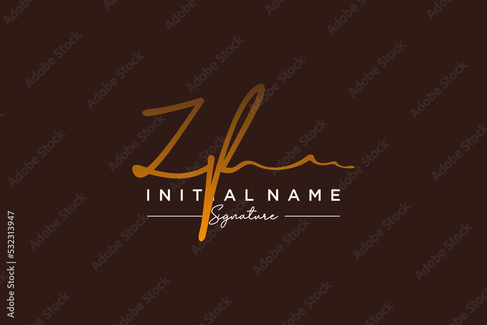Initial ZF signature logo template vector. Hand drawn Calligraphy