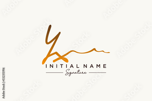 Initial YX signature logo template vector. Hand drawn Calligraphy lettering Vector illustration. photo