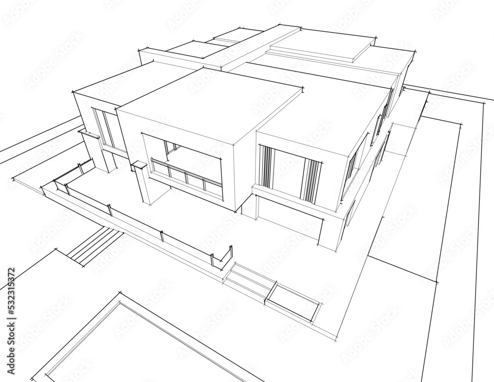 Modern architecture vector 3d illustration Modern architecture vector 3d illustration